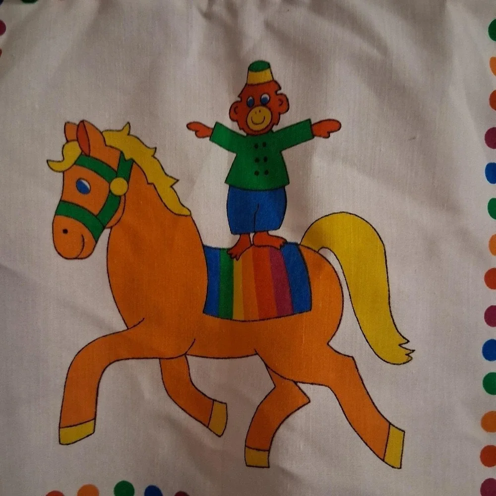 Vintage 80s Rainbow Circus Clown Diaper‎ Stacker AOP EUC